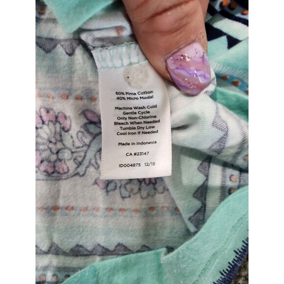 Talbots Women's Boho Floral 3/4 Sleeve V-Neck Top Pima Cotton/Modal Size Medium - Picture 7 of 7